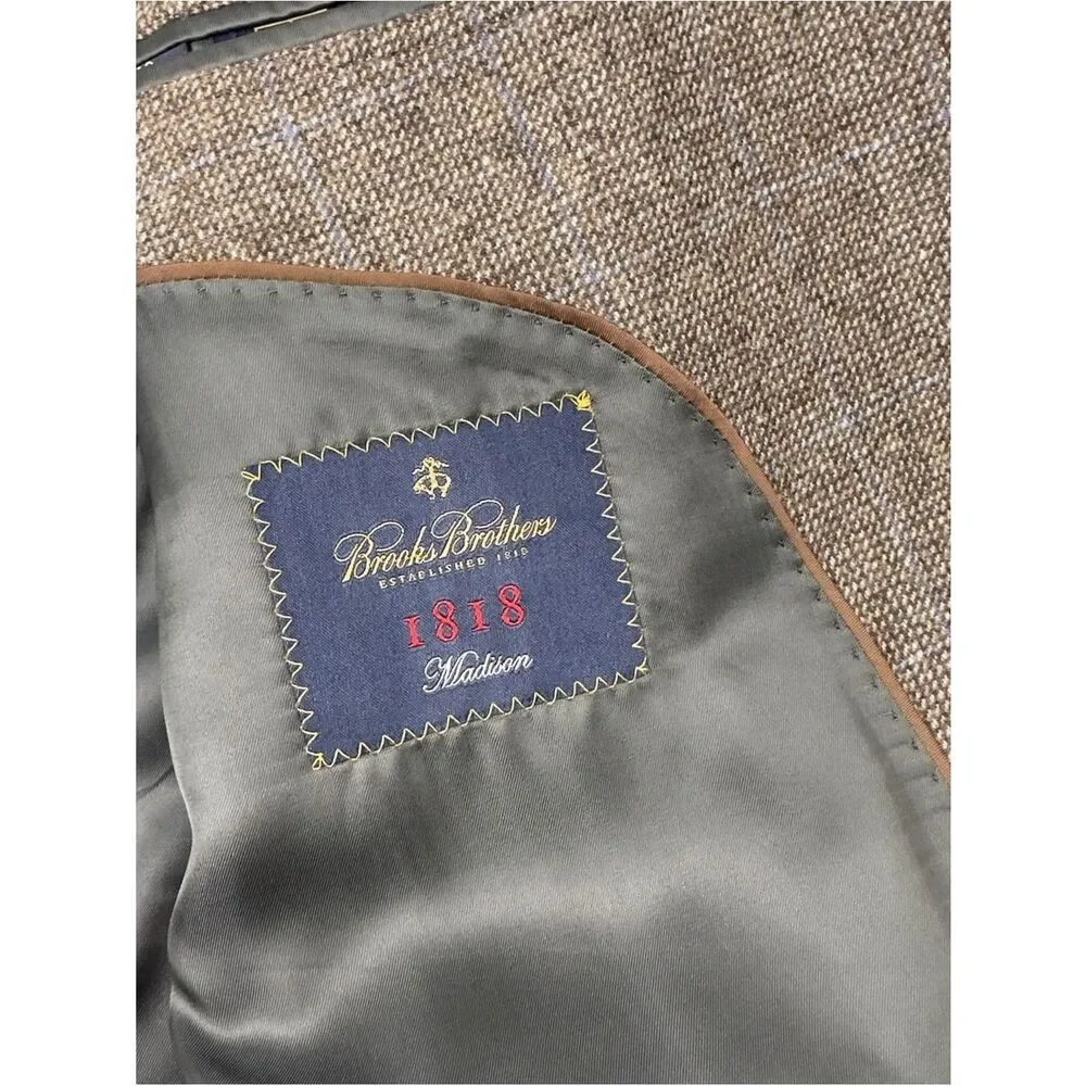 Brooks Brothers Mens Madison Cashmere Wool E. Thomas Herringbone 44R Sport Coat